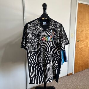Liquid Blue Zebra Pattern Tee with Vibrant Accents
